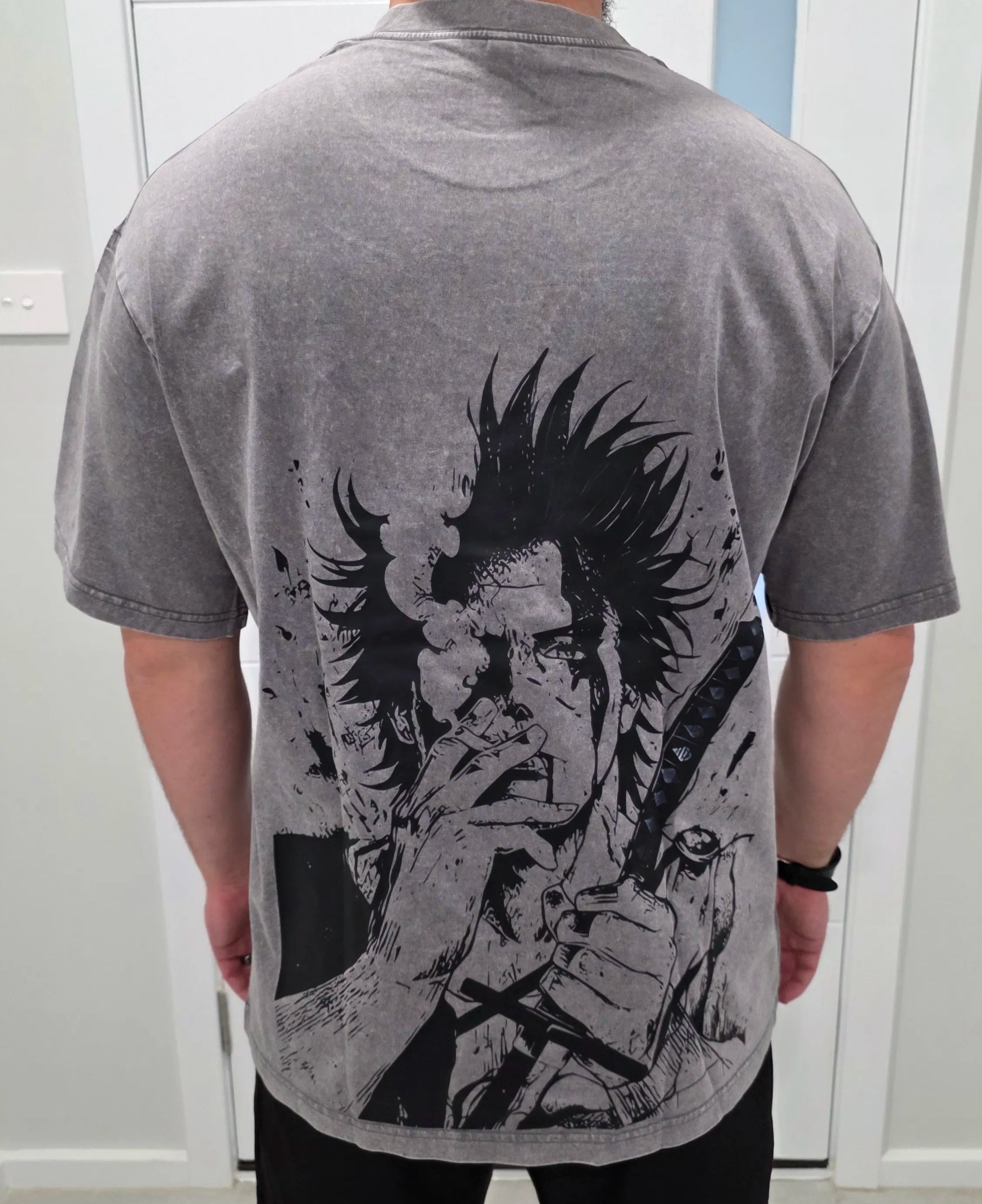 Yami Sukehiro Vintage Wash Tee – Double-Sided Black Bulls Anime Shirt