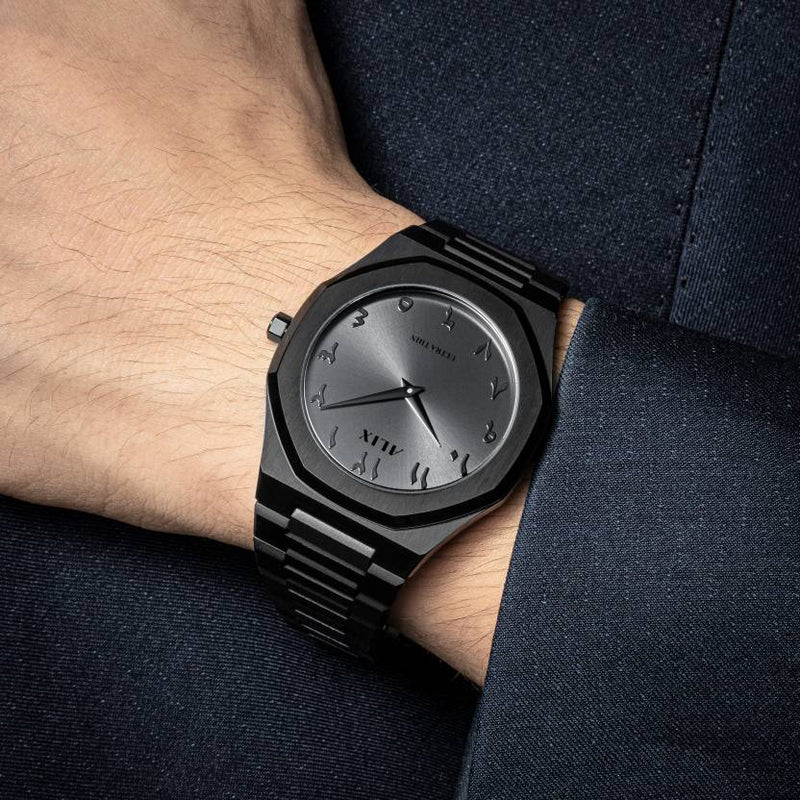 Stylish Arabic Dial Watch for Men - Black Ultra Thin Stainless Steel Analog Watch