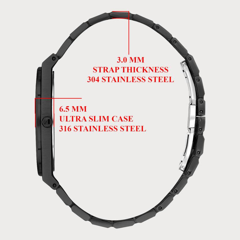 Stylish Arabic Dial Watch for Men - Black Ultra Thin Stainless Steel Analog Watch