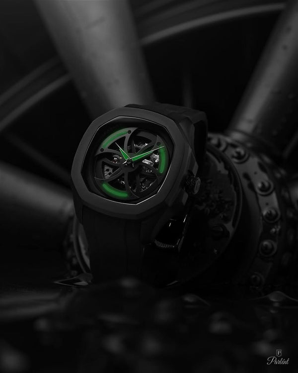 Luxury Matte Black Skeleton Automatic Watch for Men Futuristic Hexagonal Dial Premium Sports Edition