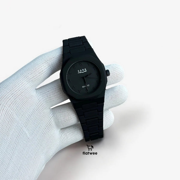 SABR Black Matte Minimalist Men's Watch – Islamic Quartz Wristwatch for Everyday Elegance