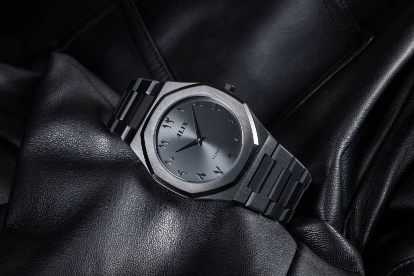 Arabic Dial Watch for Men - Black Ultra Thin Stainless Steel