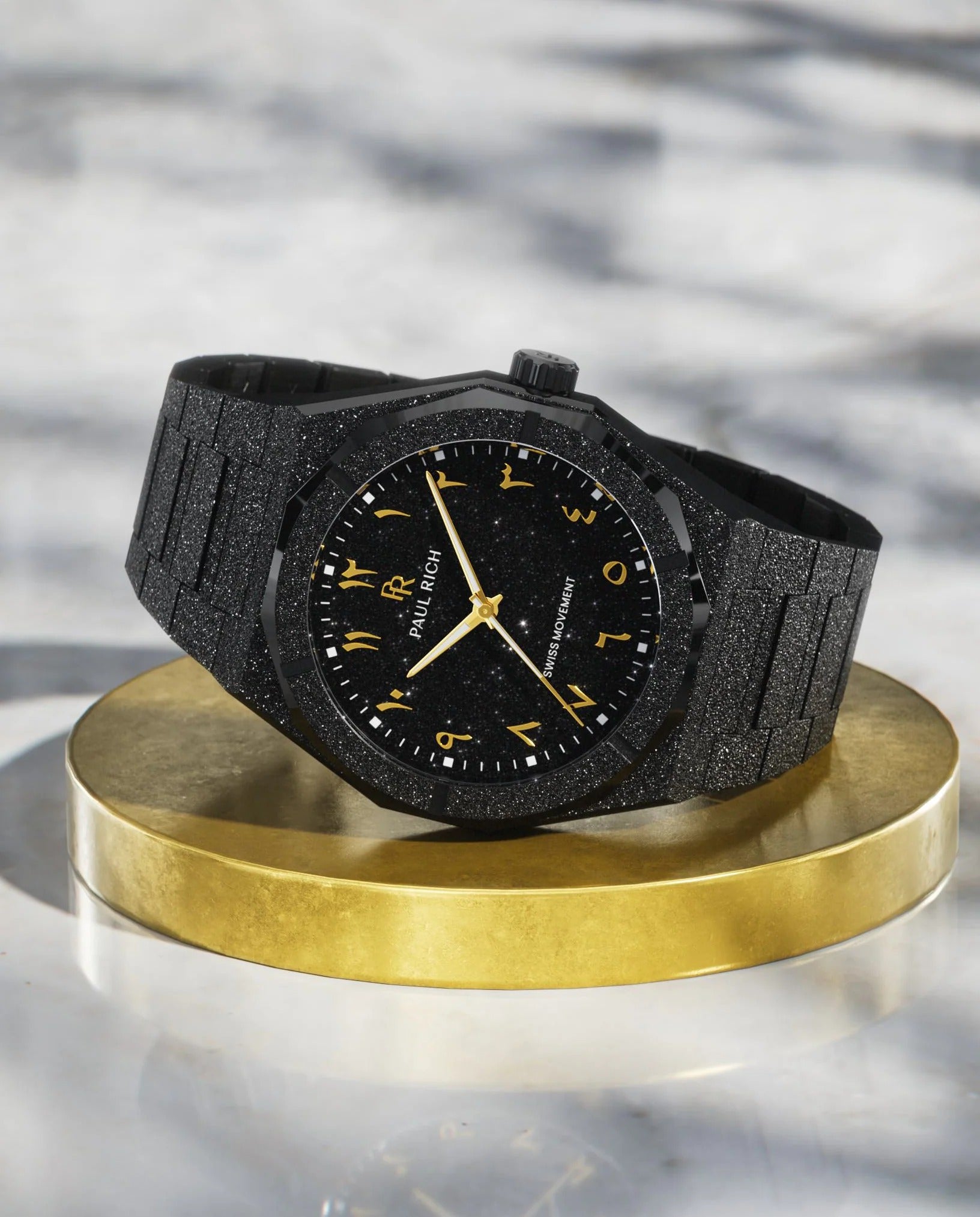 Arabic Dial Black Shiny Watch For Men