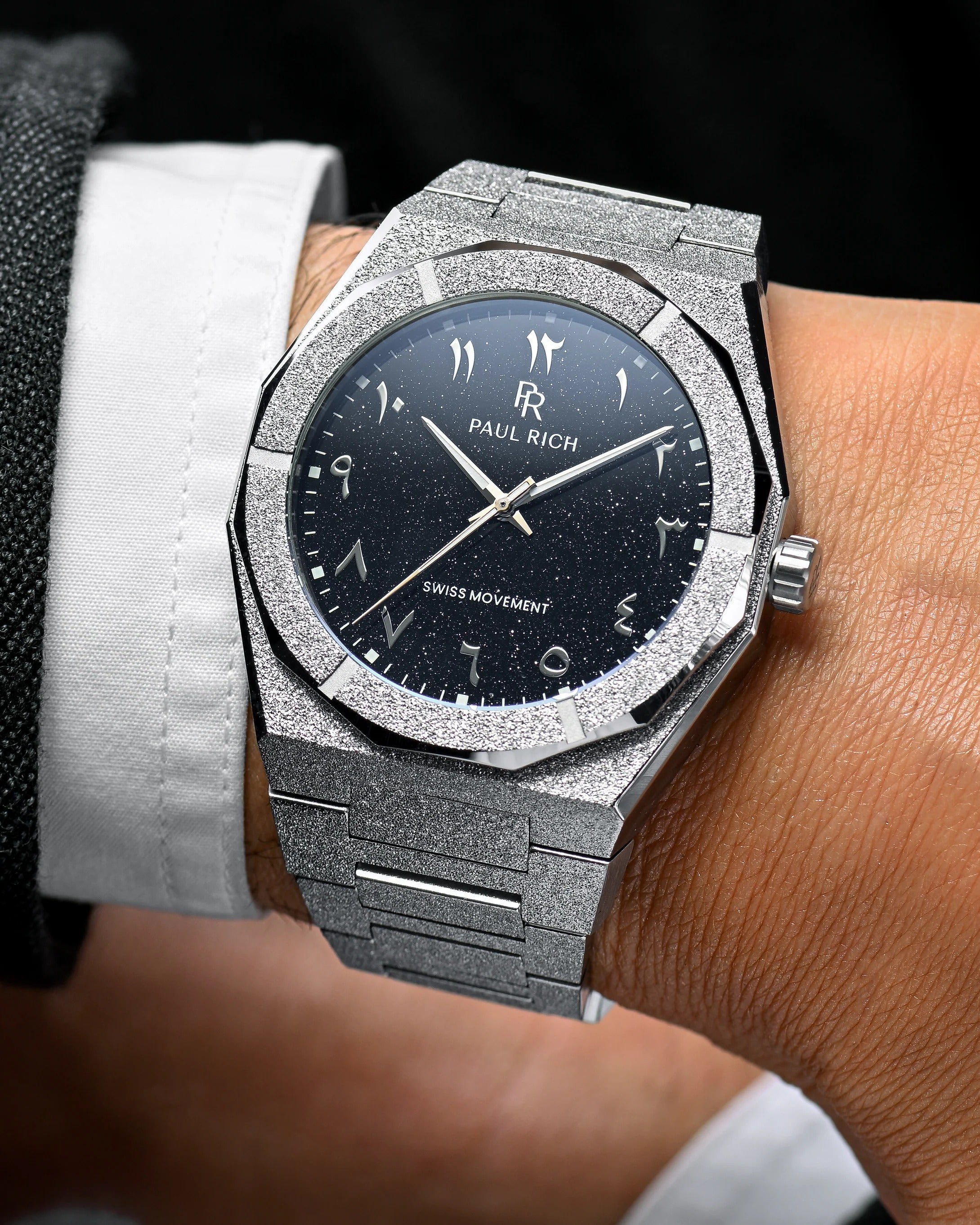 Arabic Dial White Shiny Watch For Men