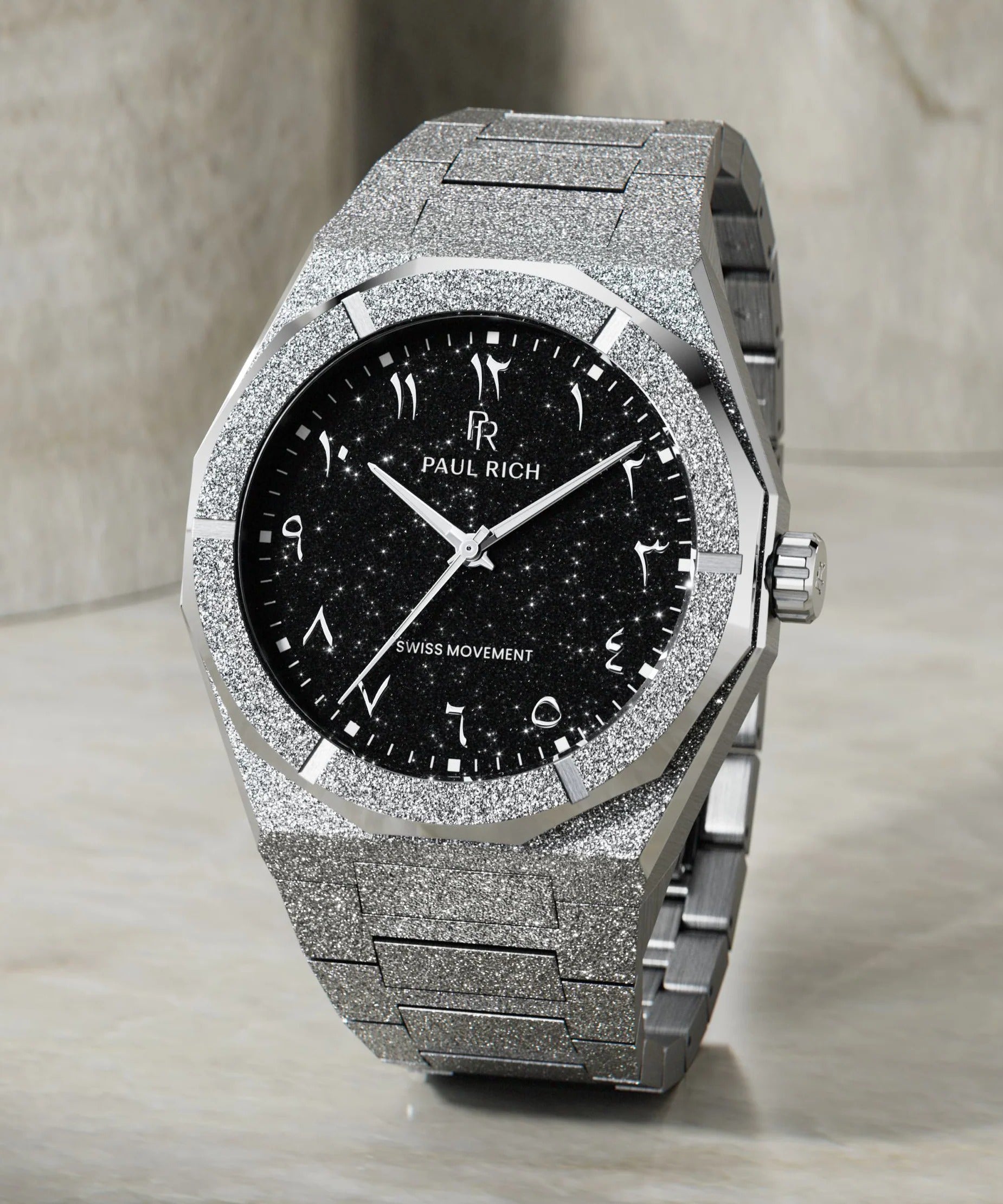Arabic Dial White Shiny Watch For Men