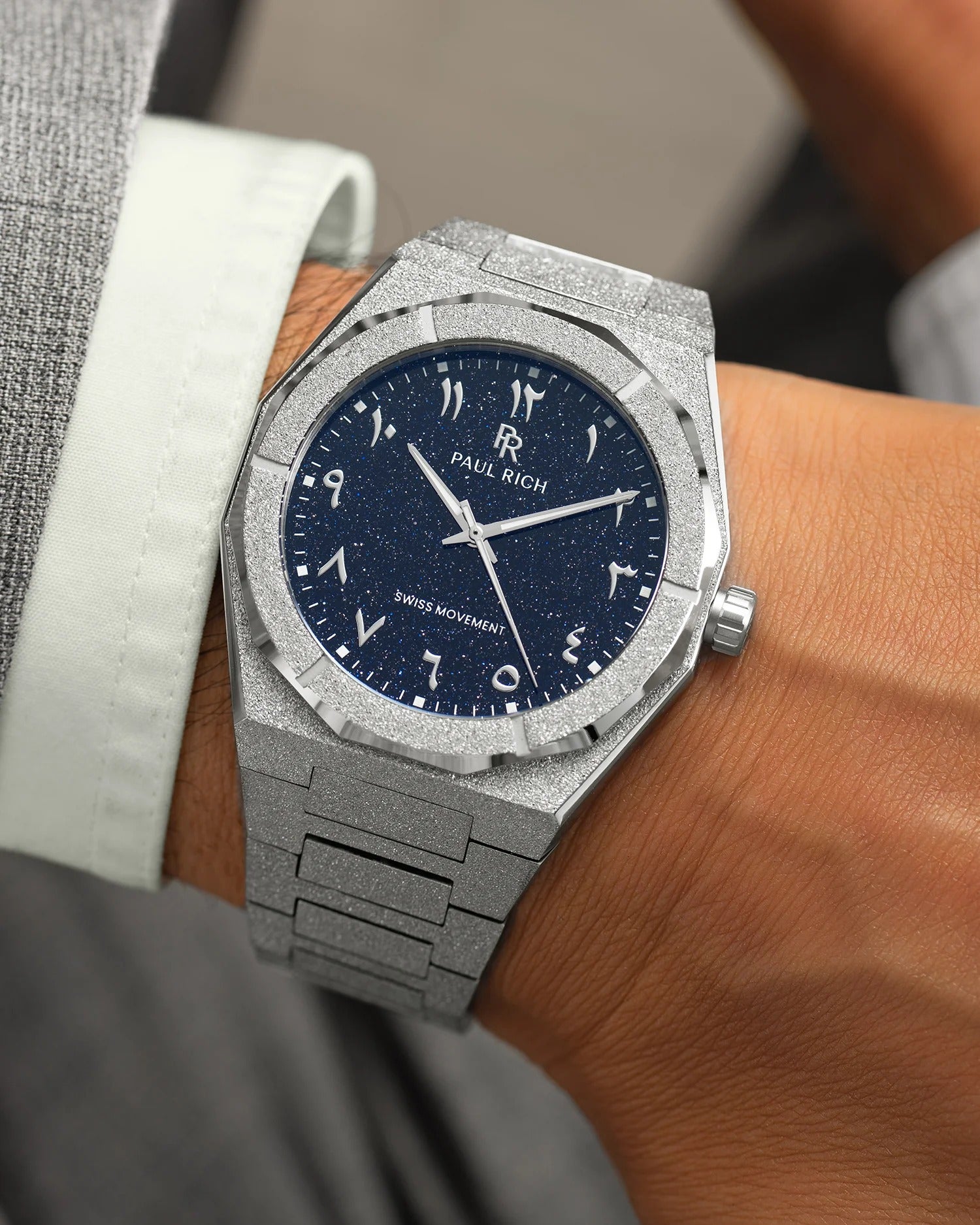 Arabic Dial Grey Dust Watch For Men