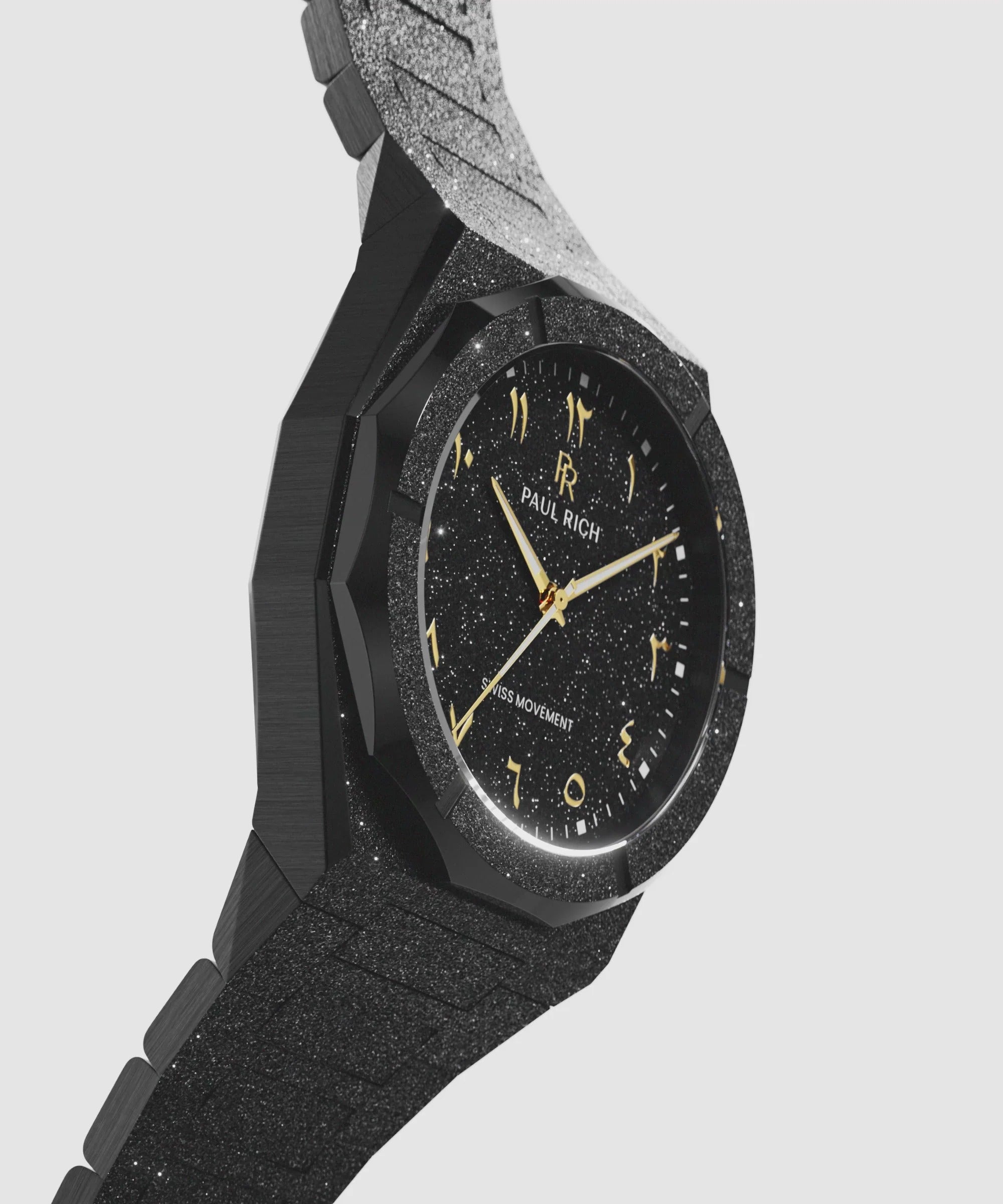 Arabic Dial Black Shiny Watch For Men