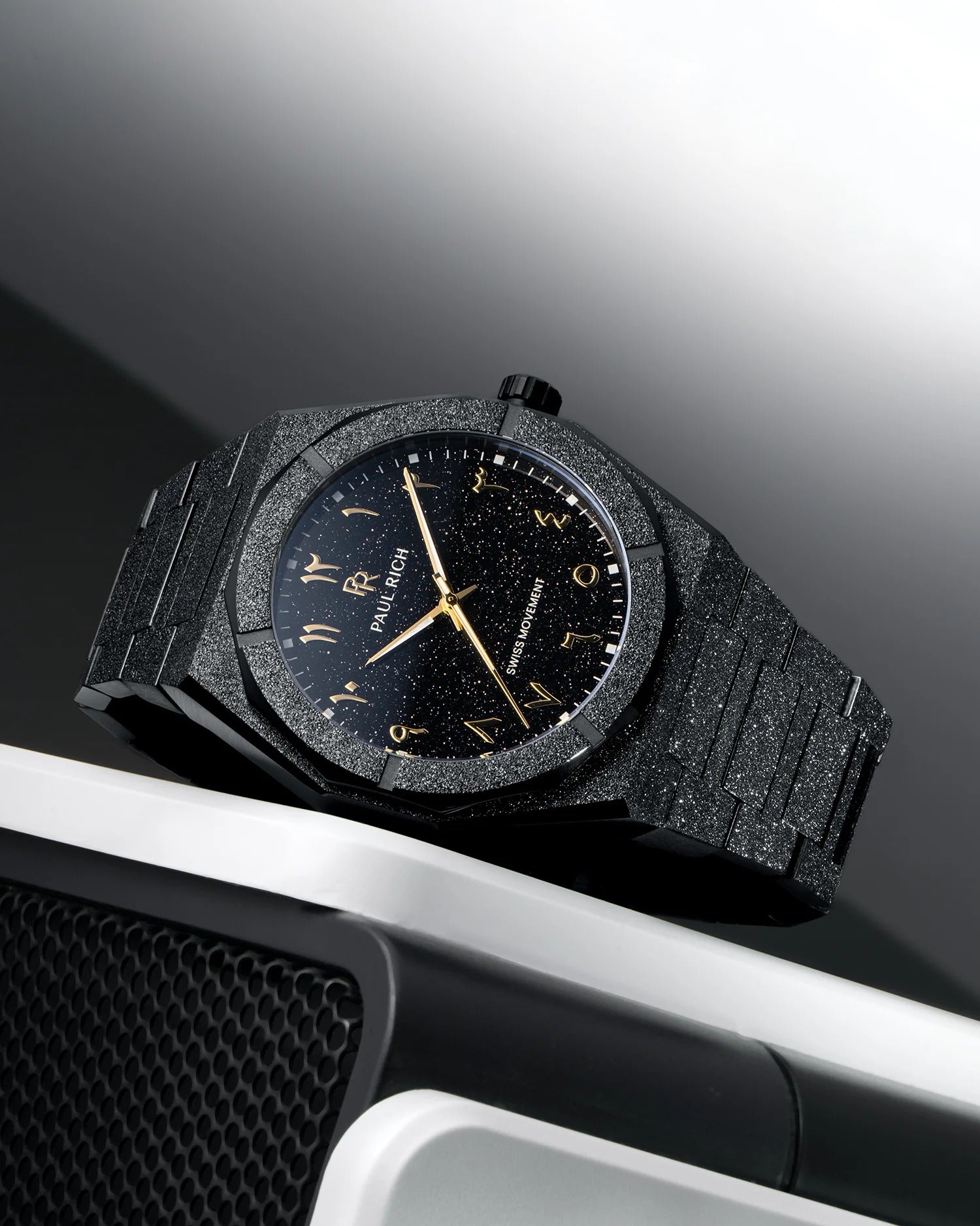 Arabic Dial Black Shiny Watch For Men